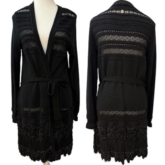 Roberto Cavalli Sweaters - Roberto Cavalli Wool Blend Ruffle Cardigan Black Size IT 42
